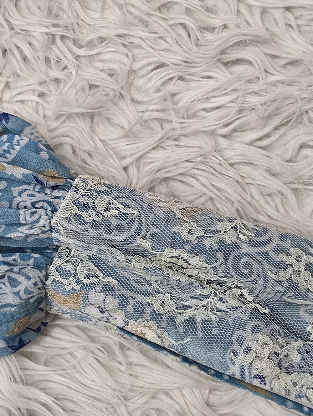 Gunne Sax Vintage Rare 1970 Light Blue Paisley Prairie Lace-Up Corset Maxi Dress - Picture 10 of 14